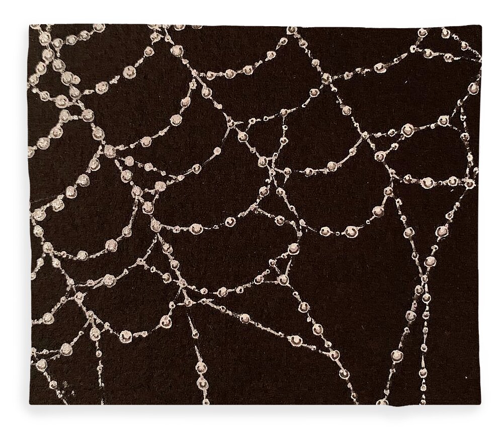 Spider Web Fleece Blanket featuring the mixed media Web of Pearls by Brenna Woods