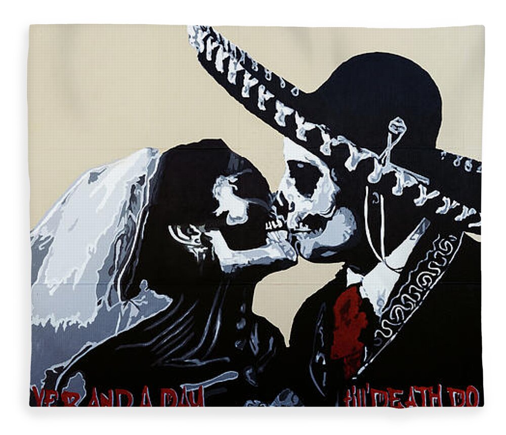 Skeletons Fleece Blanket featuring the mixed media Website / Ig Logo by SORROW Gallery