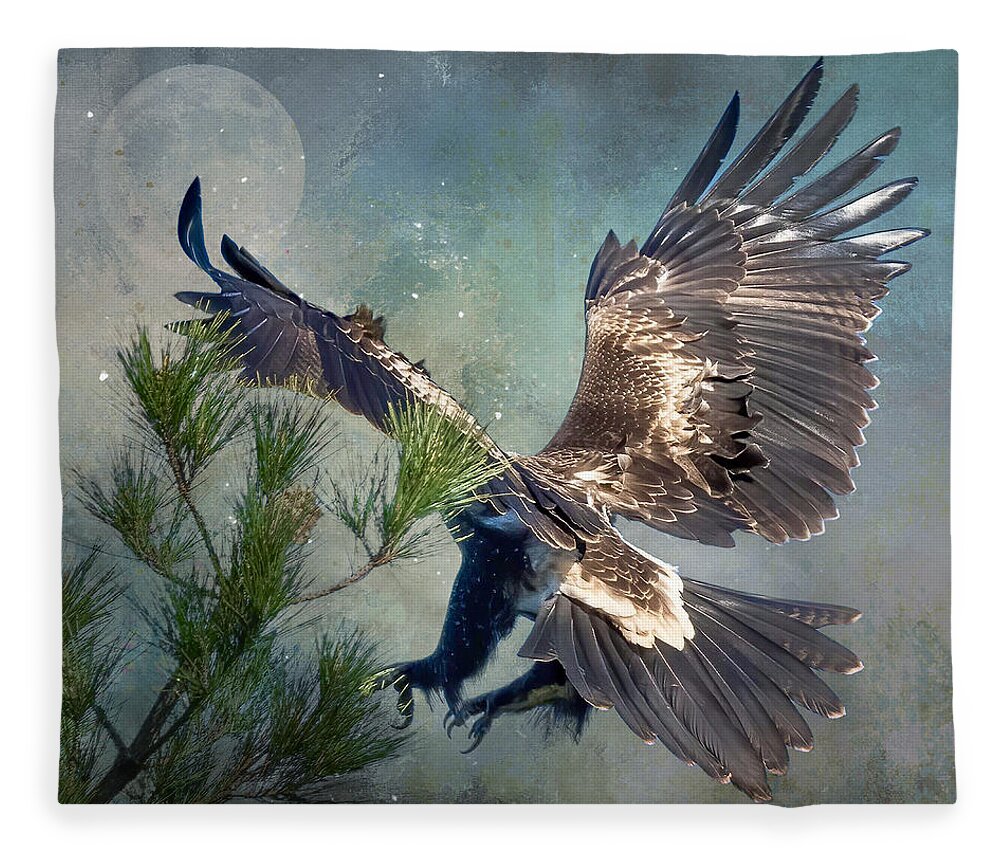 Eagle Fleece Blanket featuring the digital art Wedge Tailed Eagle's Display of Feathers by Cindy Collier Harris