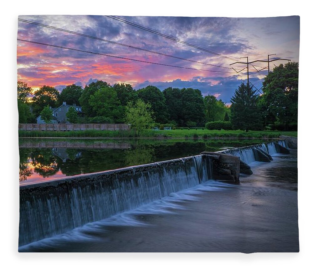 Sunset Fleece Blanket featuring the photograph Wehr's Dam Spectacular Sunset by Jason Fink