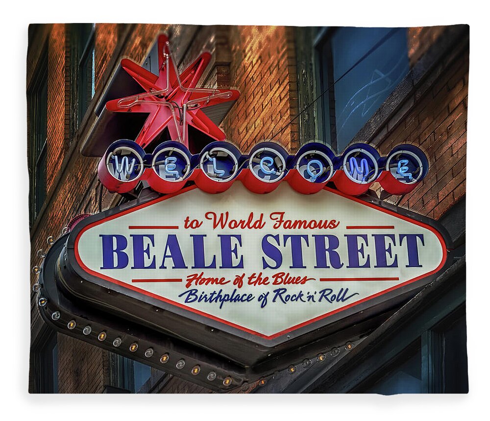 Memphis Tennessee Fleece Blanket featuring the photograph Welcome to Beale Street by Susan Rissi Tregoning