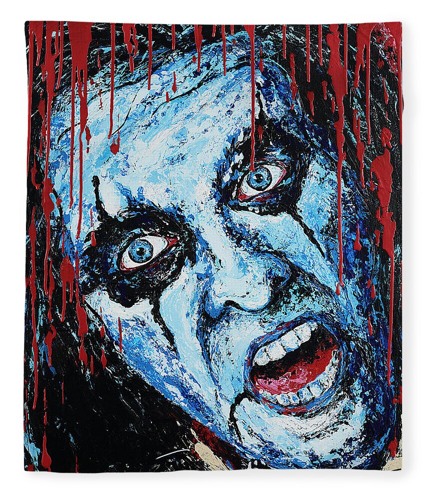 Alice Cooper Fleece Blanket featuring the painting Welcome to my nightmare by Steve Follman