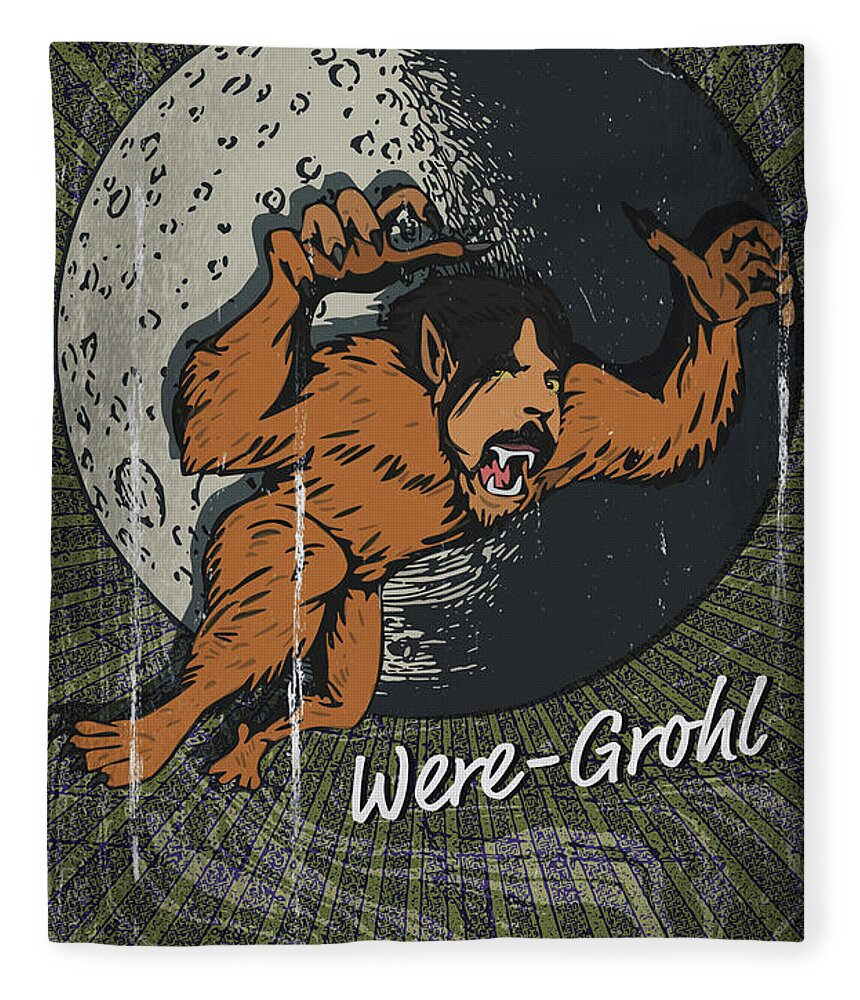 Dave Grohl Fleece Blanket featuring the digital art Weregrohl by Christina Rick