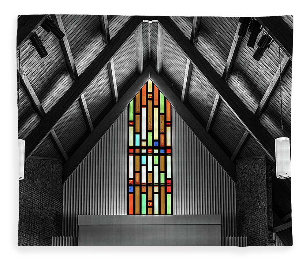 Sanctuary Fleece Blanket featuring the photograph Westgate Church of Christ by Steve Templeton
