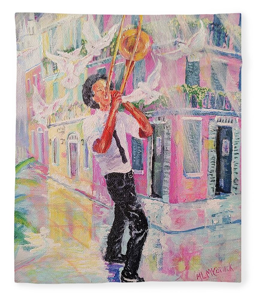 Nola Fleece Blanket featuring the painting When the Saints Go Marchin' In by ML McCormick