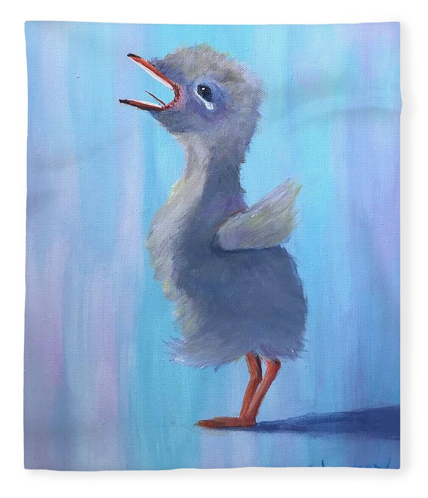 Baby Duck Fleece Blanket featuring the painting Where are you by Deborah Naves