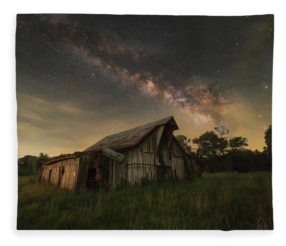Nightscape Fleece Blanket featuring the photograph White Family Barn by Grant Twiss