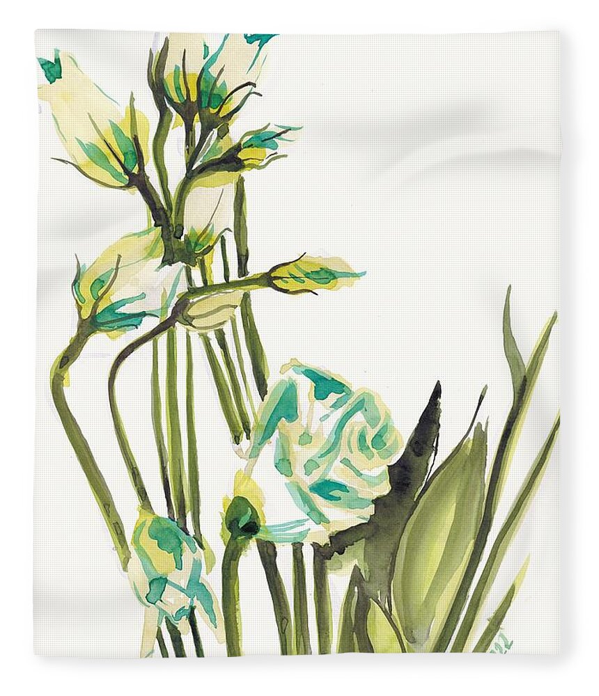 Flower Fleece Blanket featuring the painting White Flowers by George Cret