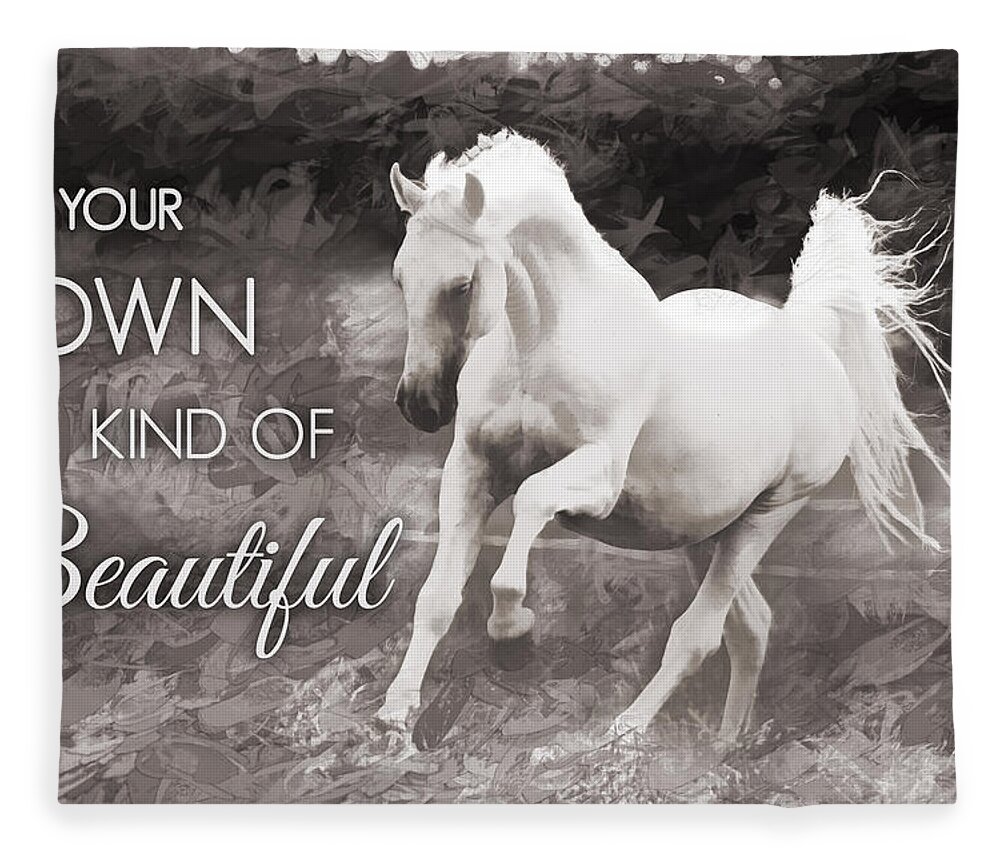 White Horse Fleece Blanket featuring the digital art White Horse Beautiful by Steve Ladner