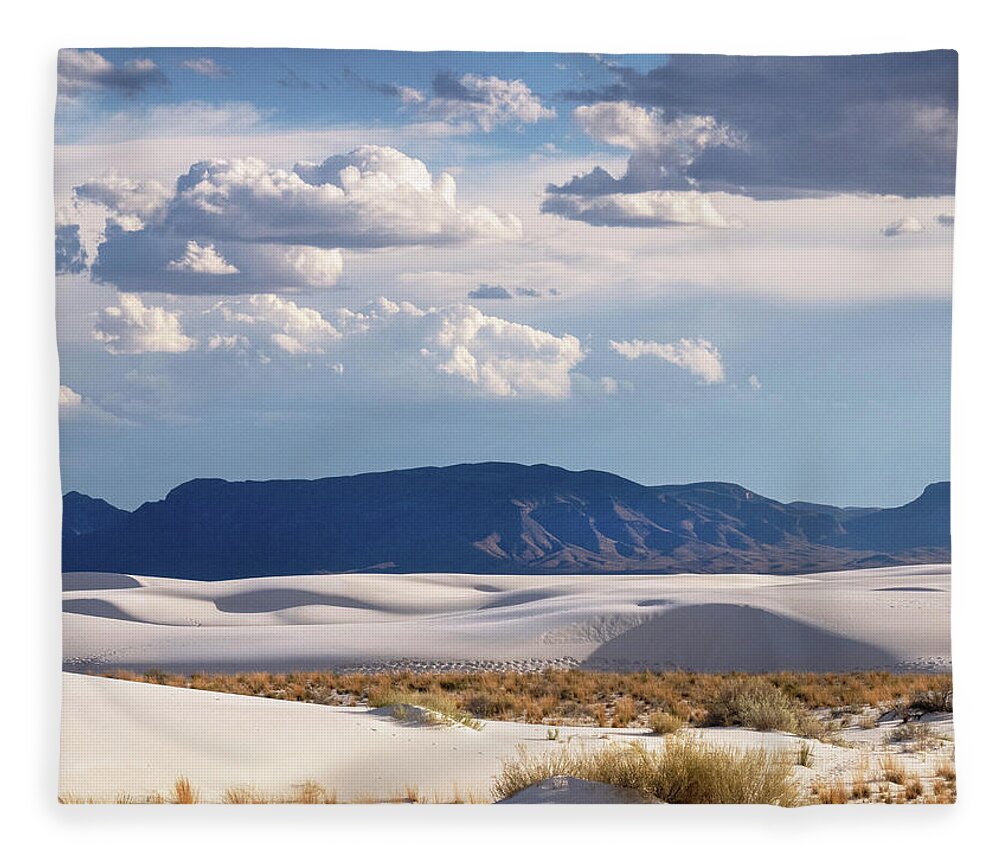 White Sands Fleece Blanket featuring the photograph White Sands and the Organ Mountains by Joe Schofield