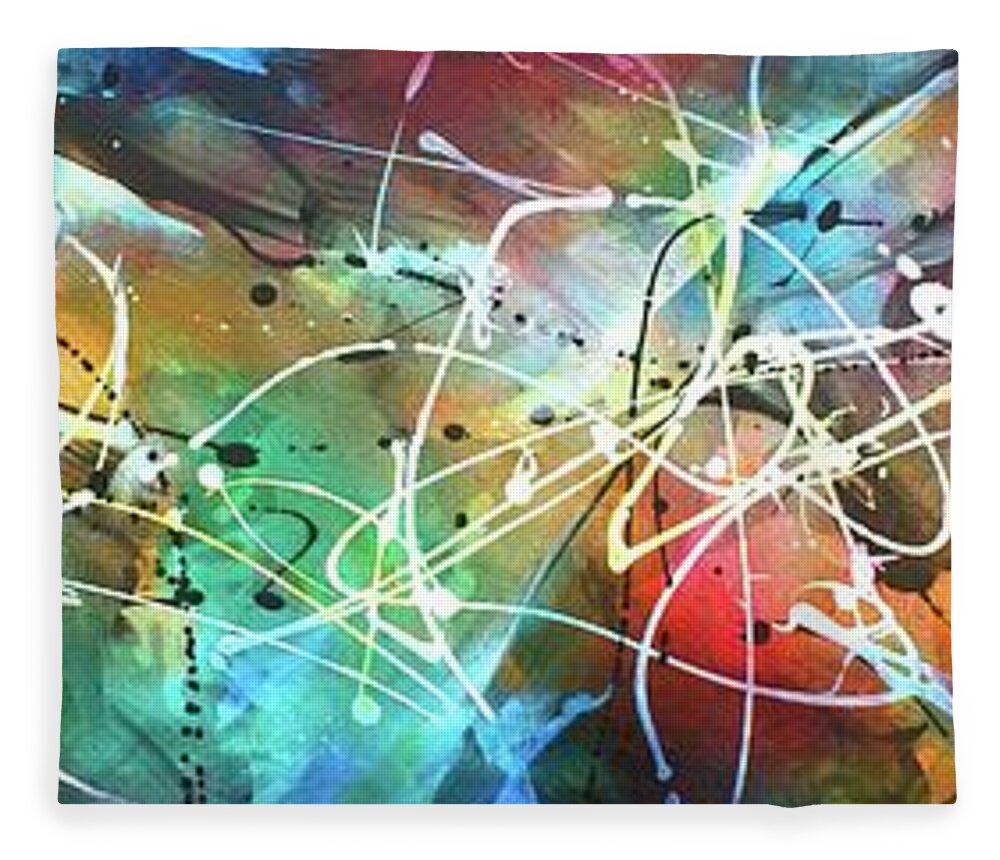 Abstract Fleece Blanket featuring the painting White Treasure by Michael Lang