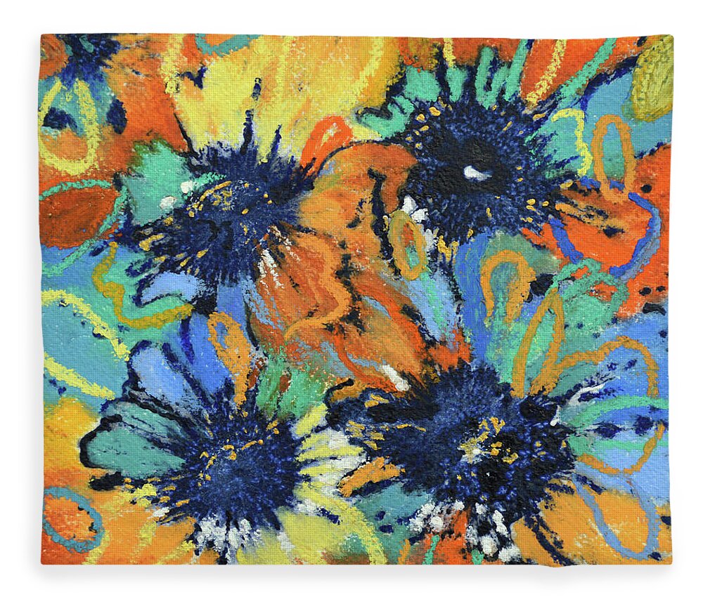 Expressionist Floral Fleece Blanket featuring the painting Wild by Catherine Jeltes