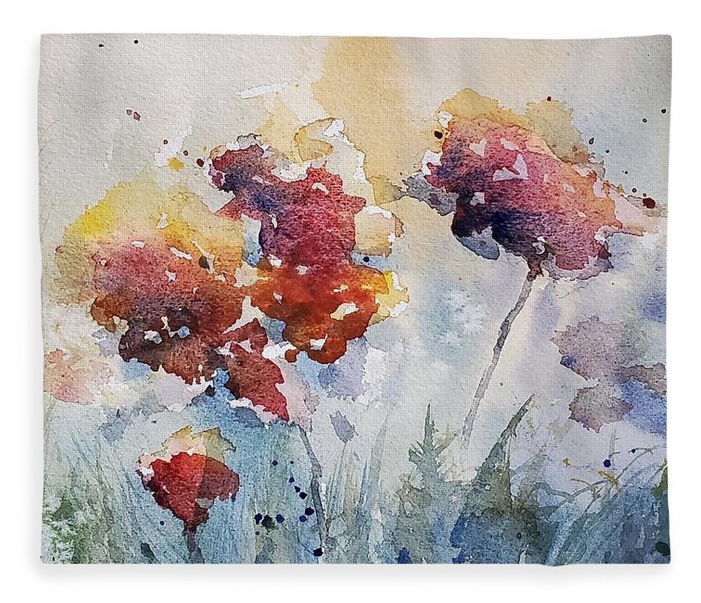 Floral Fleece Blanket featuring the painting Wild Flowers by Sheila Romard