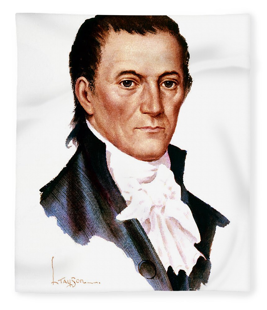 Lyle Tayson Fleece Blanket featuring the painting William Few - Signers Of The U.S. Constitution by Lyle Tayson