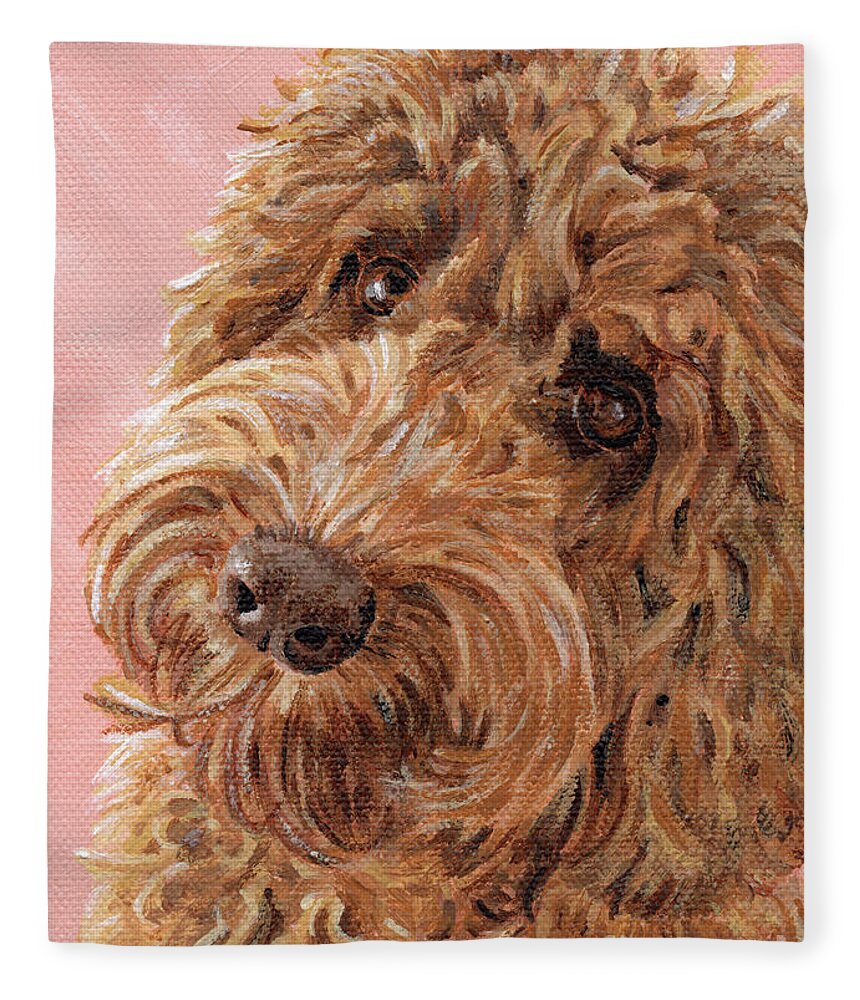 Dog Fleece Blanket featuring the painting Willow - Pet Portrait by Annie Troe