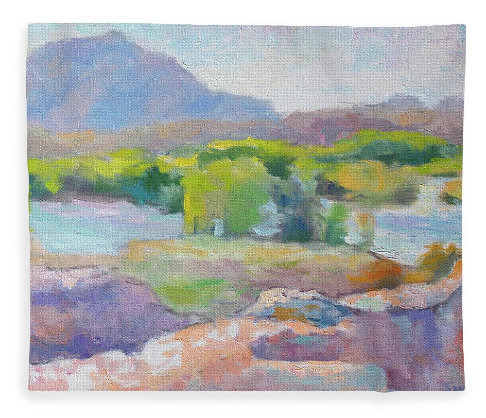 Landscape Fleece Blanket featuring the painting Willow Spring by Srishti Wilhelm