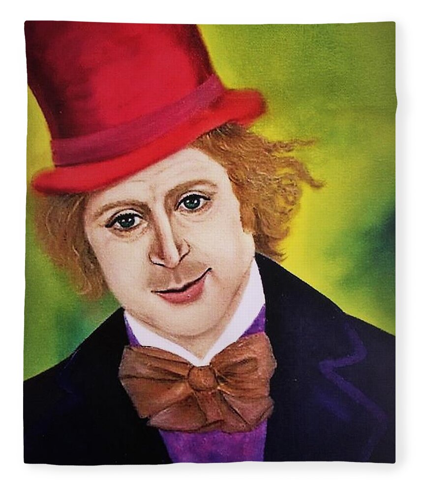. Portrait Willy Wonka Wall Art Home Décor Gloss Print Cards White Envelope Greeting Cards Face Portrait Posters Print Blue Eyes Red Hat Cards For Him Gift Idea Fleece Blanket featuring the photograph Willy Wonka by Tanya Harr