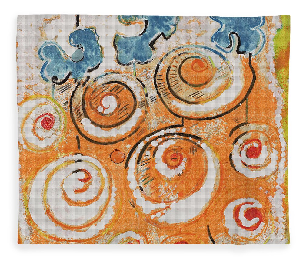Wind Chimes Fleece Blanket featuring the mixed media Wind Chimes by Cherie Salerno