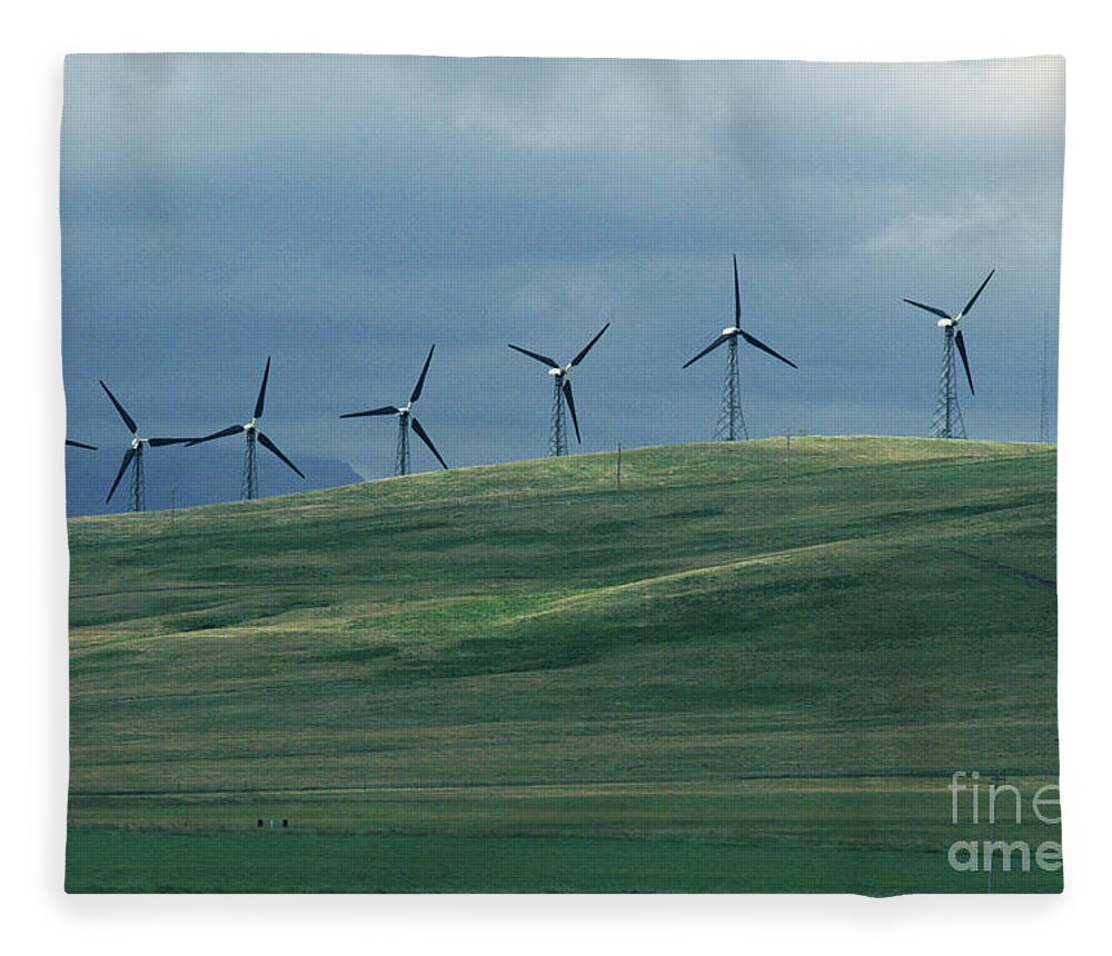 Wind Fleece Blanket featuring the photograph Wind Turbines by Mary Mikawoz
