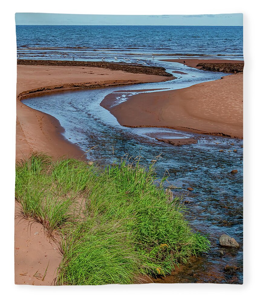 Prince Edward Island Fleece Blanket featuring the photograph Winding Out To Sea by Marcy Wielfaert