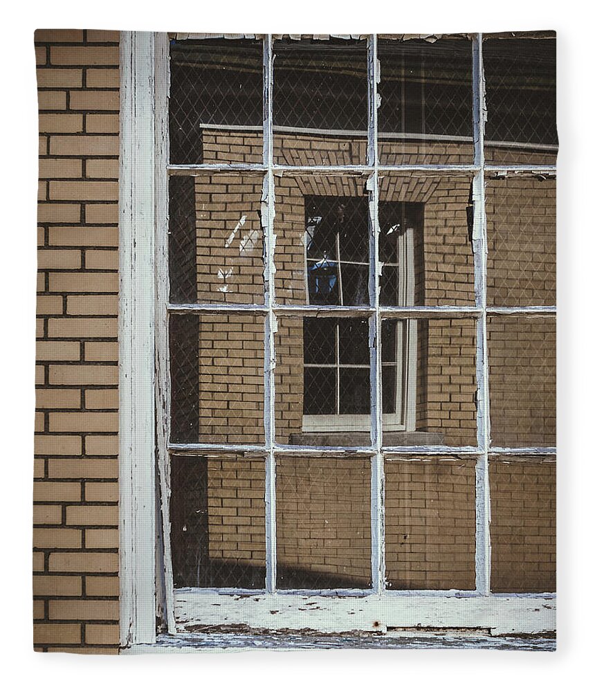 Sandy Hook Fleece Blanket featuring the photograph window in window - Sandy Hook, NJ by Steve Stanger