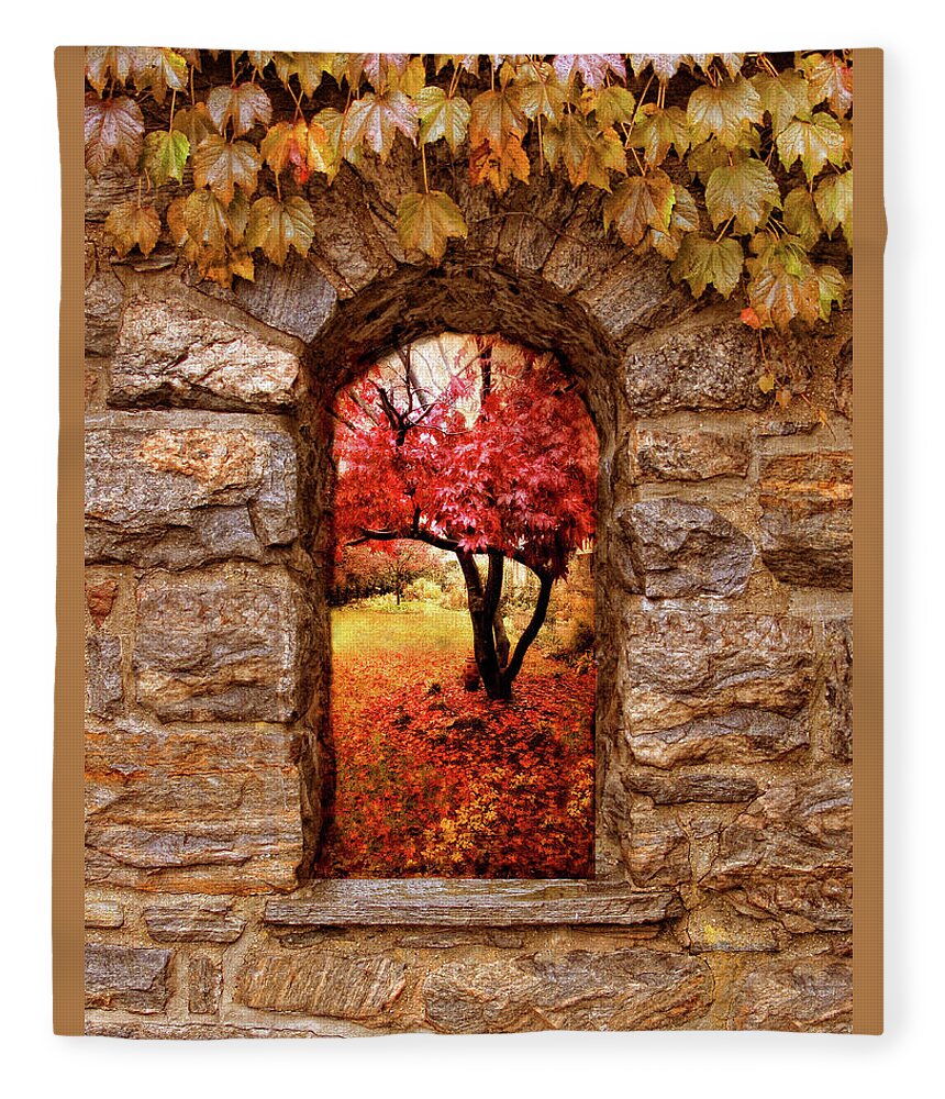 Nature Fleece Blanket featuring the photograph Window to Autumn by Jessica Jenney
