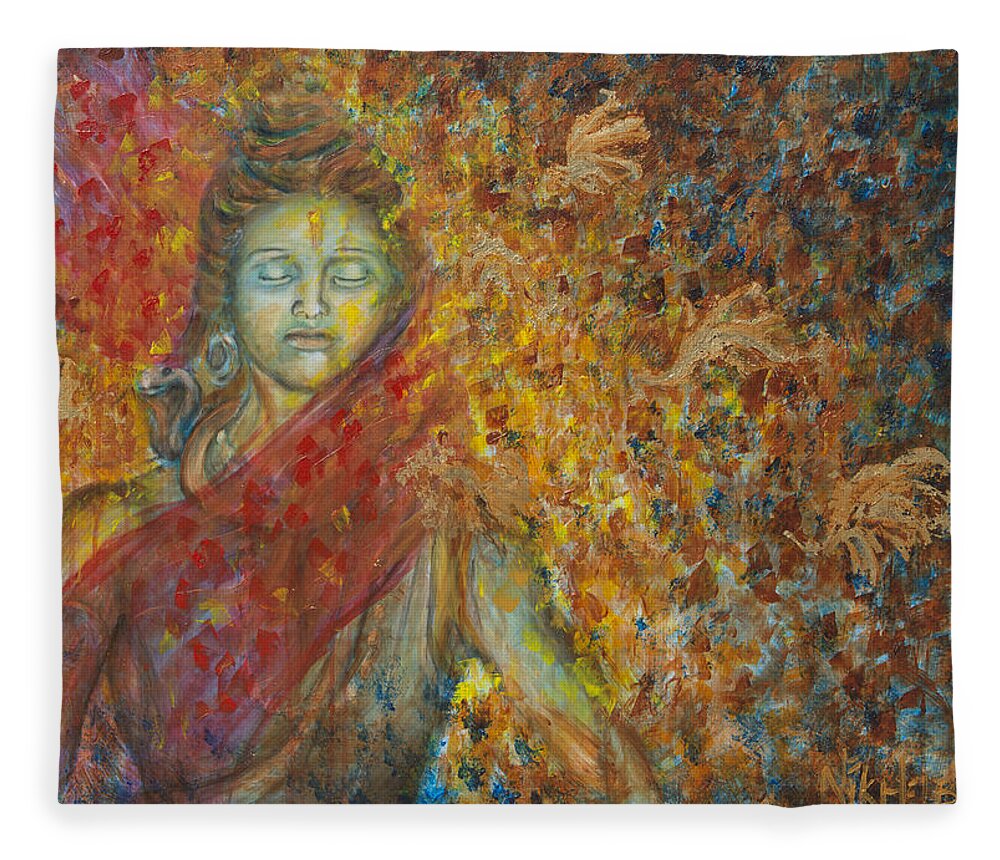 Shiva Fleece Blanket featuring the painting Winds Of Change by Nik Helbig