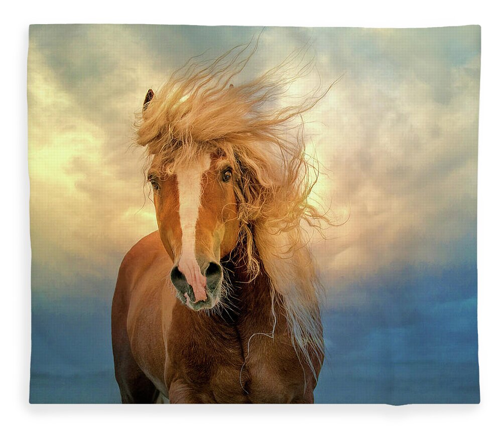 Horse Fleece Blanket featuring the digital art Windswept by Nicole Wilde