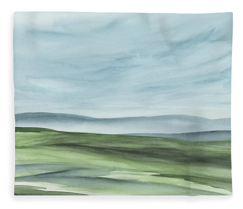 Light Blue Fleece Blanket featuring the painting Windswept Valley I by Rachel Elise