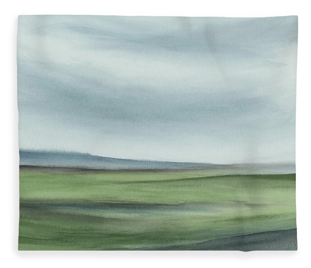 Light Blue Fleece Blanket featuring the painting Windswept Valley II by Rachel Elise