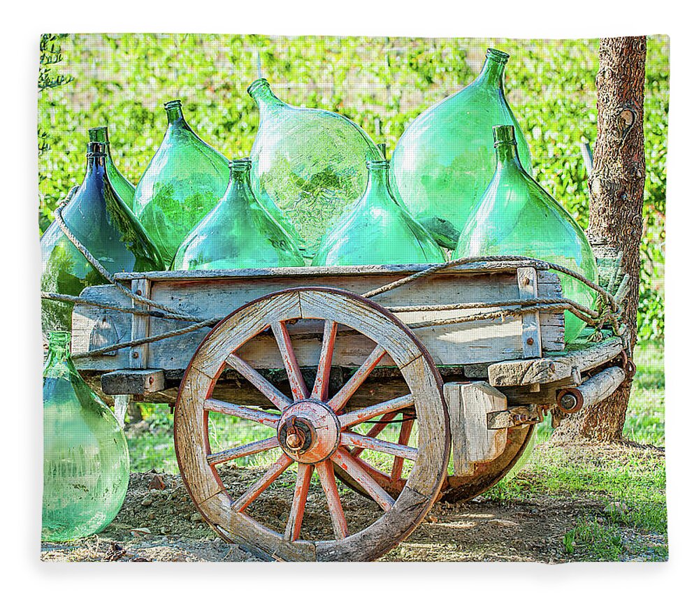 Tuscany Fleece Blanket featuring the photograph Wine Cart by Marla Brown