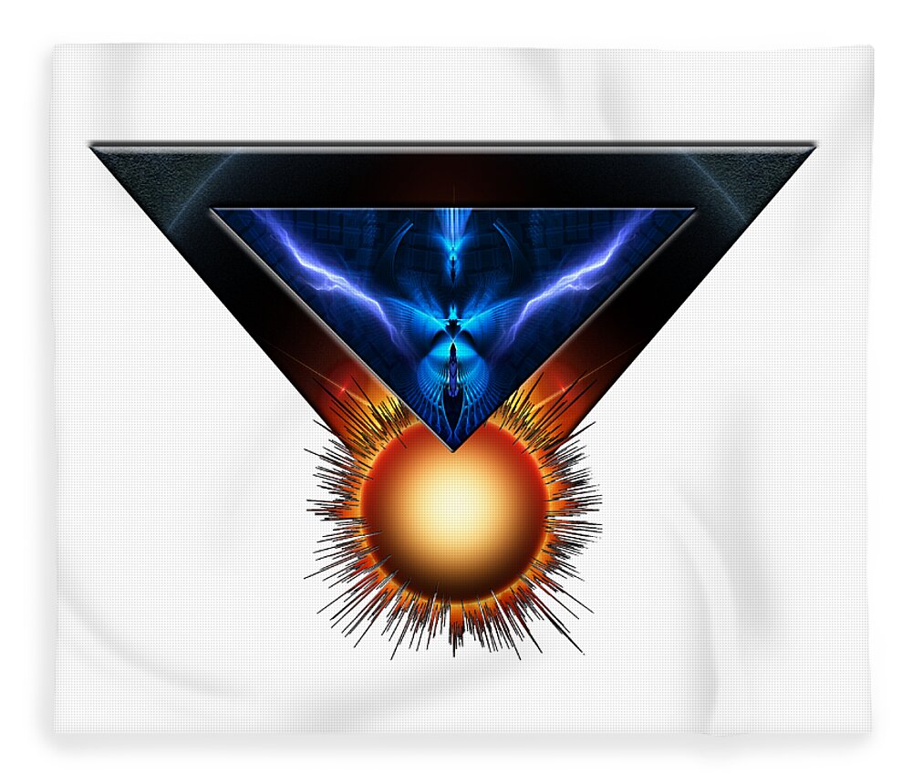 Fire Fleece Blanket featuring the digital art Wings Of Lightning Fractal Art Emblem by Rolando Burbon