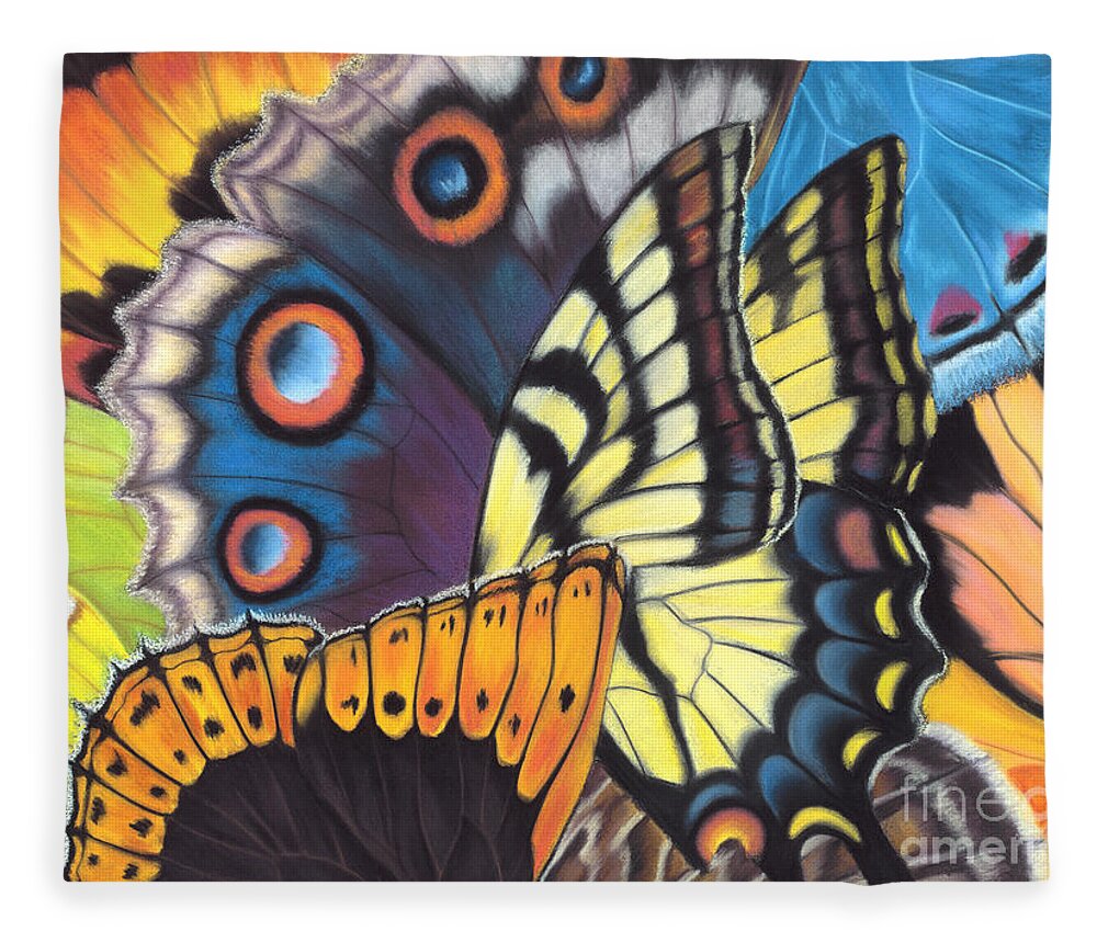 Butterflies Fleece Blanket featuring the painting Wings of North Amerca by Lucy Arnold