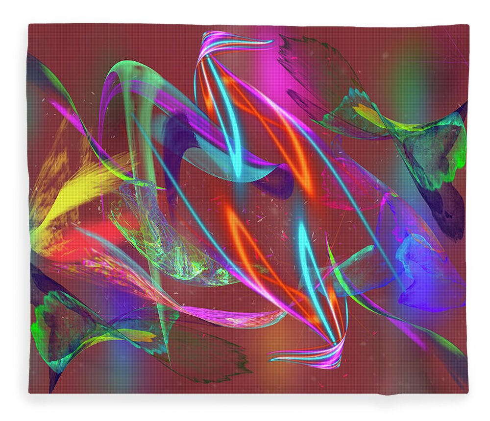 Abstract Digital Art Fleece Blanket featuring the digital art Wings of Paradise by Art by Gabriele
