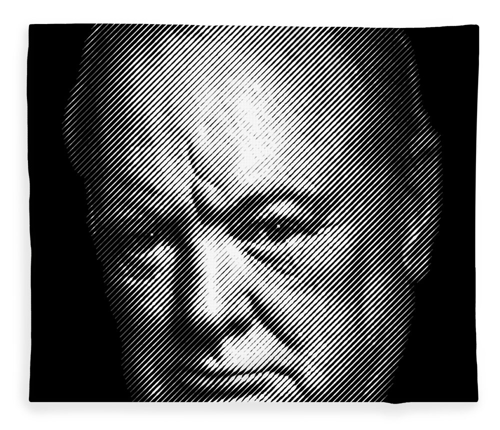 Churchill Fleece Blanket featuring the digital art Winston Churchill portrait by Cu Biz