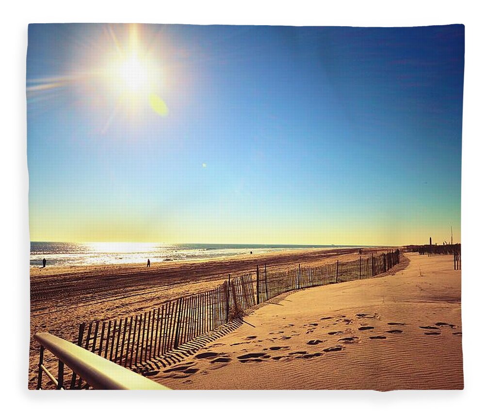 Winter Fleece Blanket featuring the photograph Winter Afternoon at the Beach by Stacie Siemsen