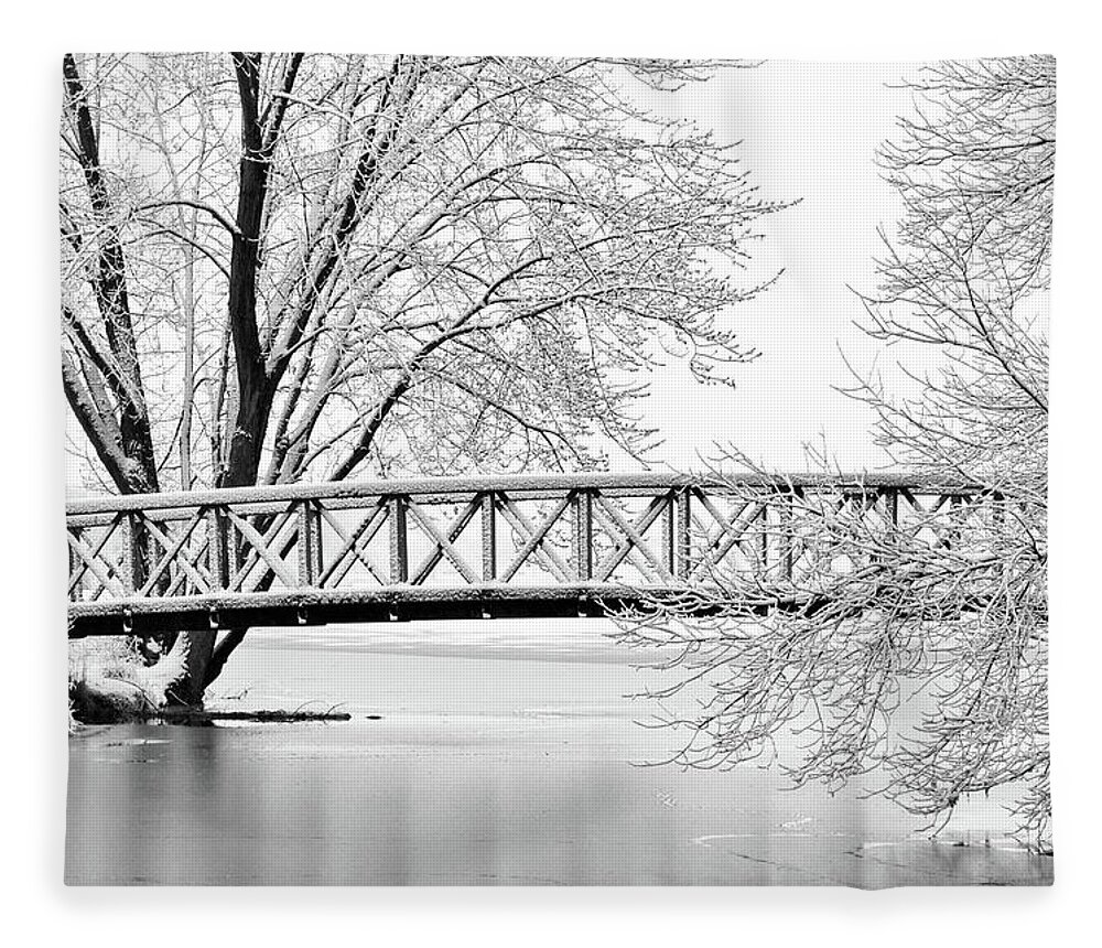 Snow Fleece Blanket featuring the photograph Winter Bridge by Susie Loechler