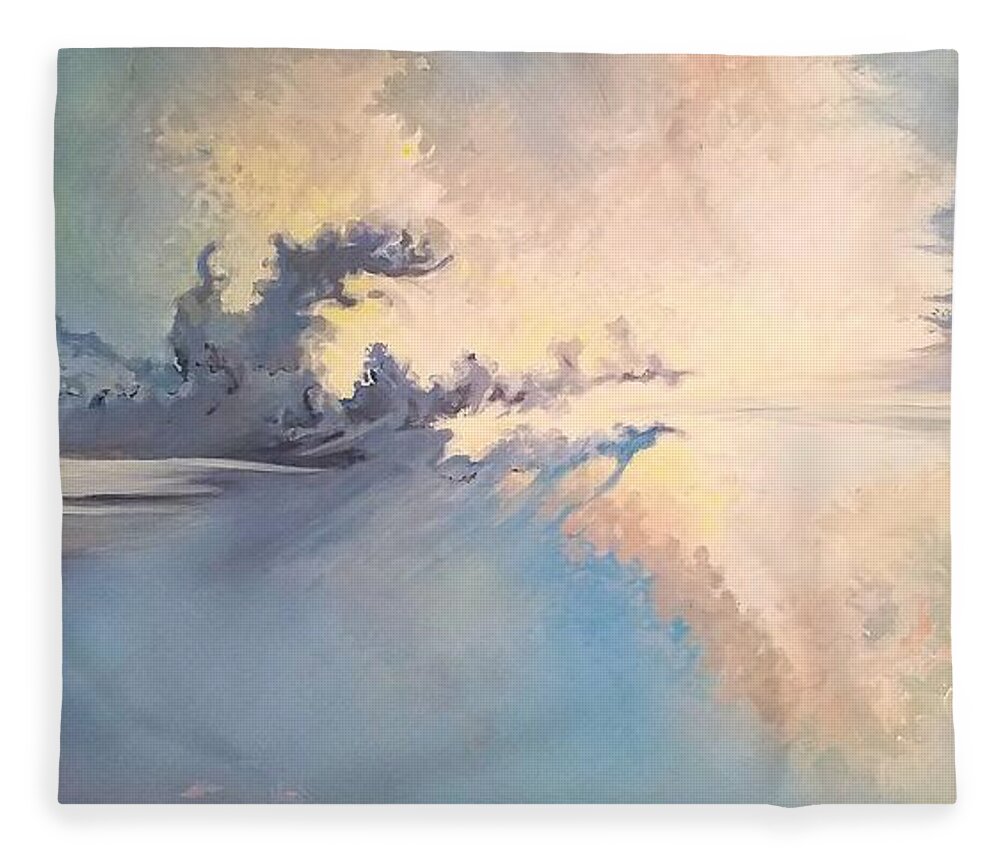 Winter Fleece Blanket featuring the painting Winter Cloud Dragon by Merana Cadorette