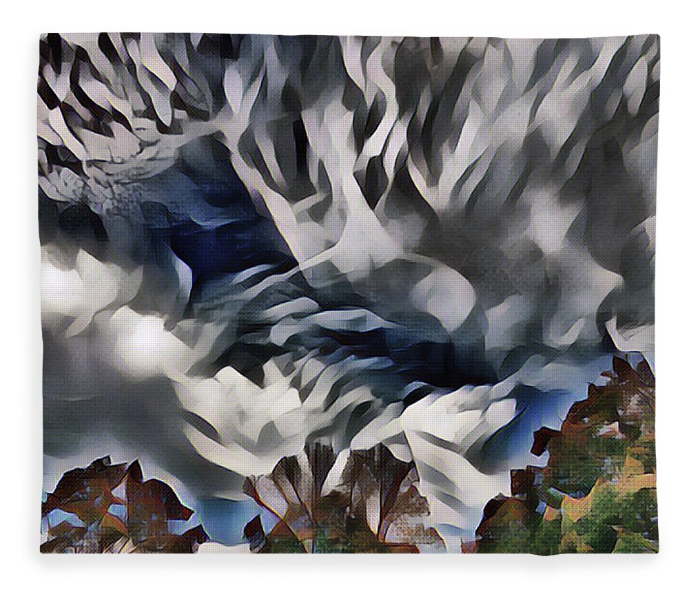 Clouds Fleece Blanket featuring the mixed media Winter Clouds Gather by Christopher Reed