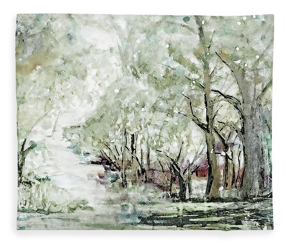 Watercolor Fleece Blanket featuring the painting Winter Exploring Painting by Lisa Kaiser