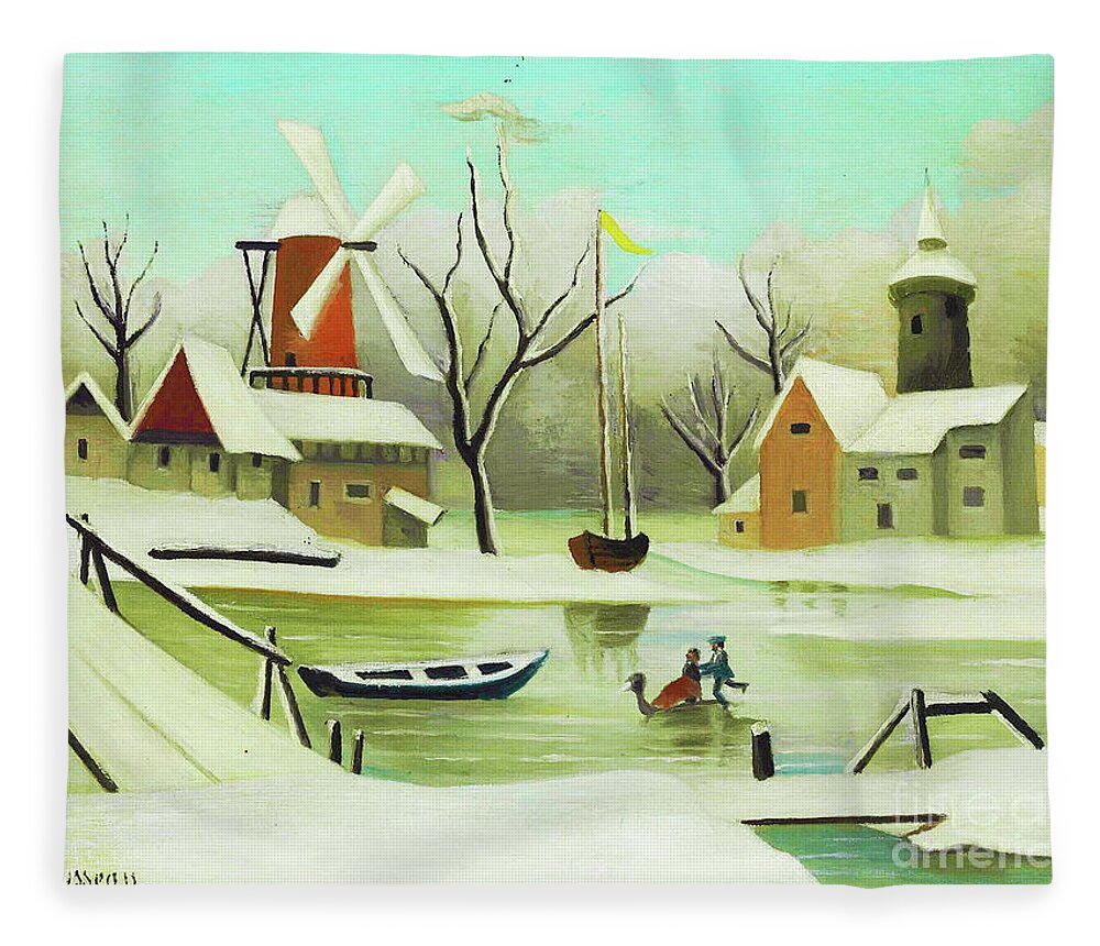 Winter Fleece Blanket featuring the painting Winter by Henri Rousseau