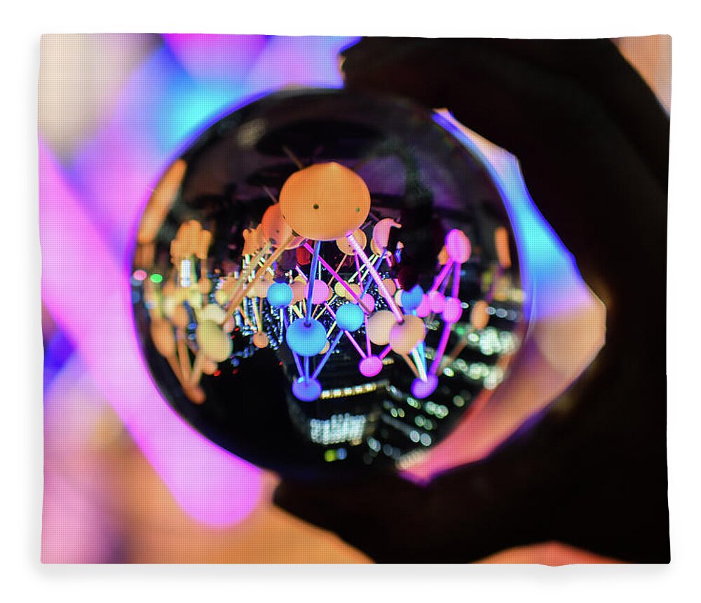 Glass Ball Fleece Blanket featuring the photograph Winter lights globe by Andrew Lalchan