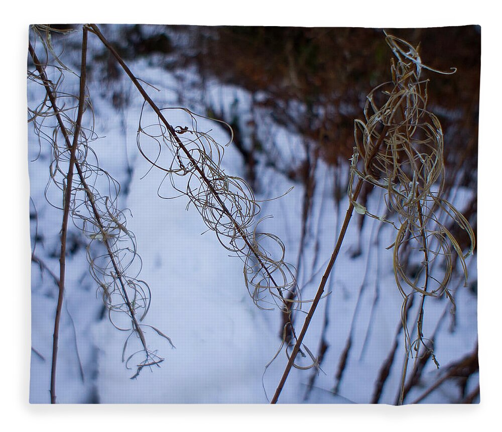 Rosebay Willowherb Fleece Blanket featuring the photograph Winter of Fireweed by Elena Perelman