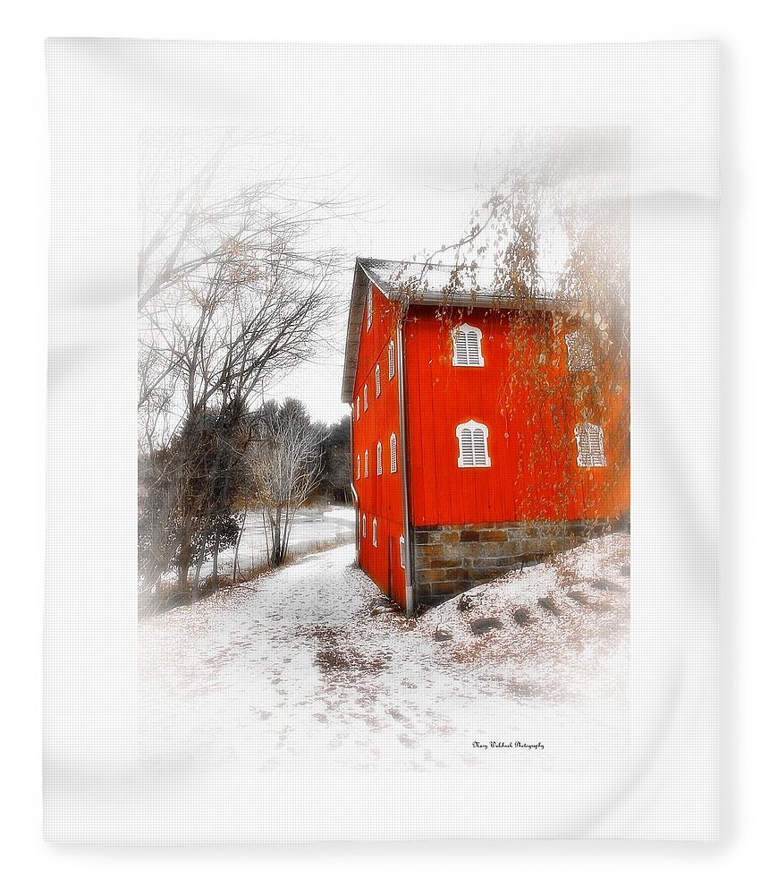 Barn Fleece Blanket featuring the photograph Winter Ohio Barn by Mary Walchuck