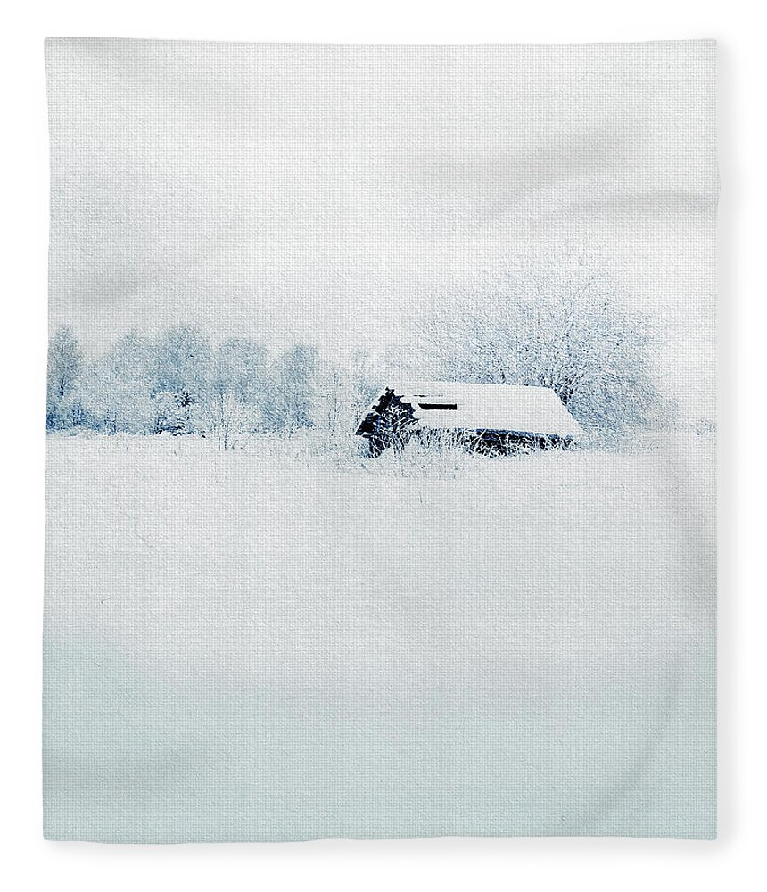 Winter Scenes Fleece Blanket featuring the mixed media Winter Refuge by Colleen Taylor