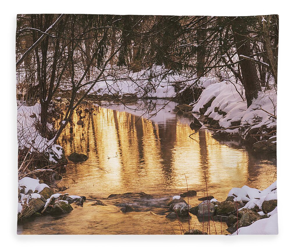 Winter Fleece Blanket featuring the photograph Winter Sunrise on Little Cedar Creek by Jason Fink