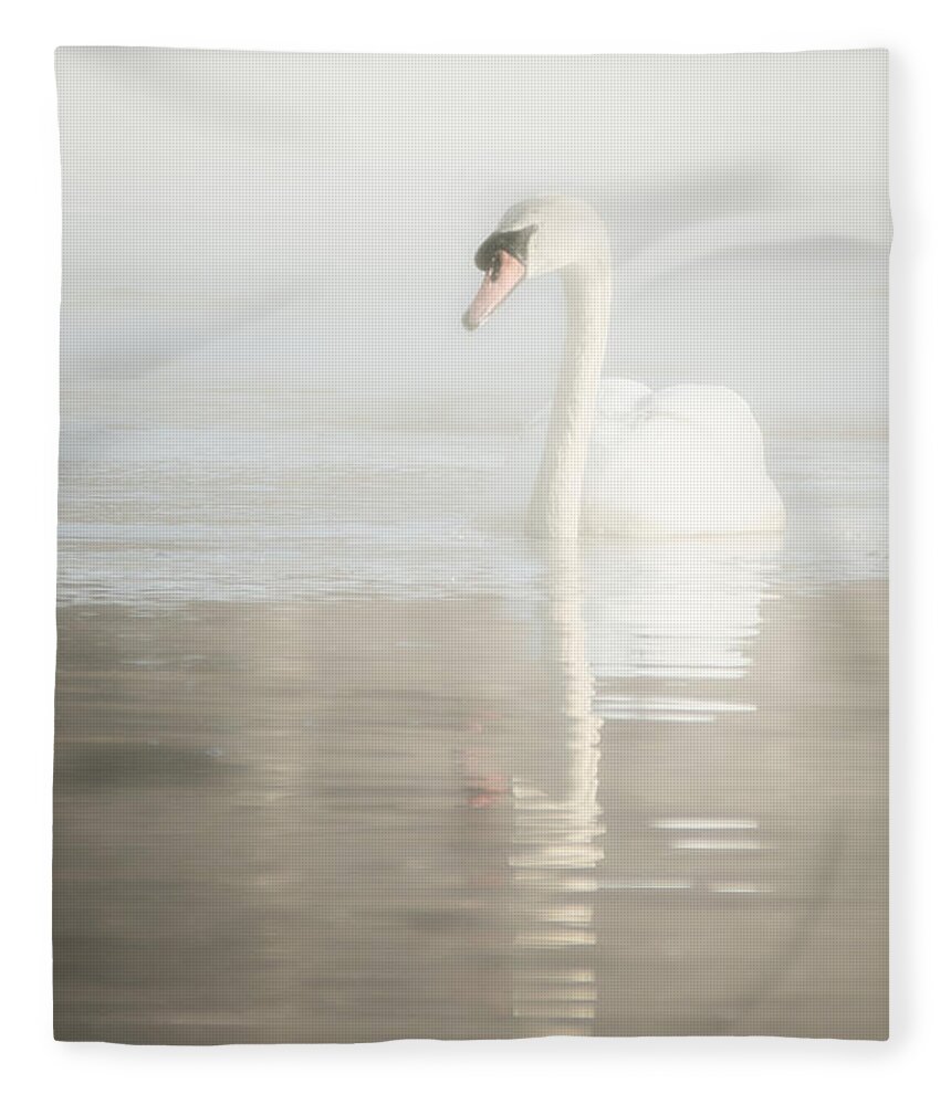 Swan Fleece Blanket featuring the photograph Winter Swan by Linda Bonaccorsi