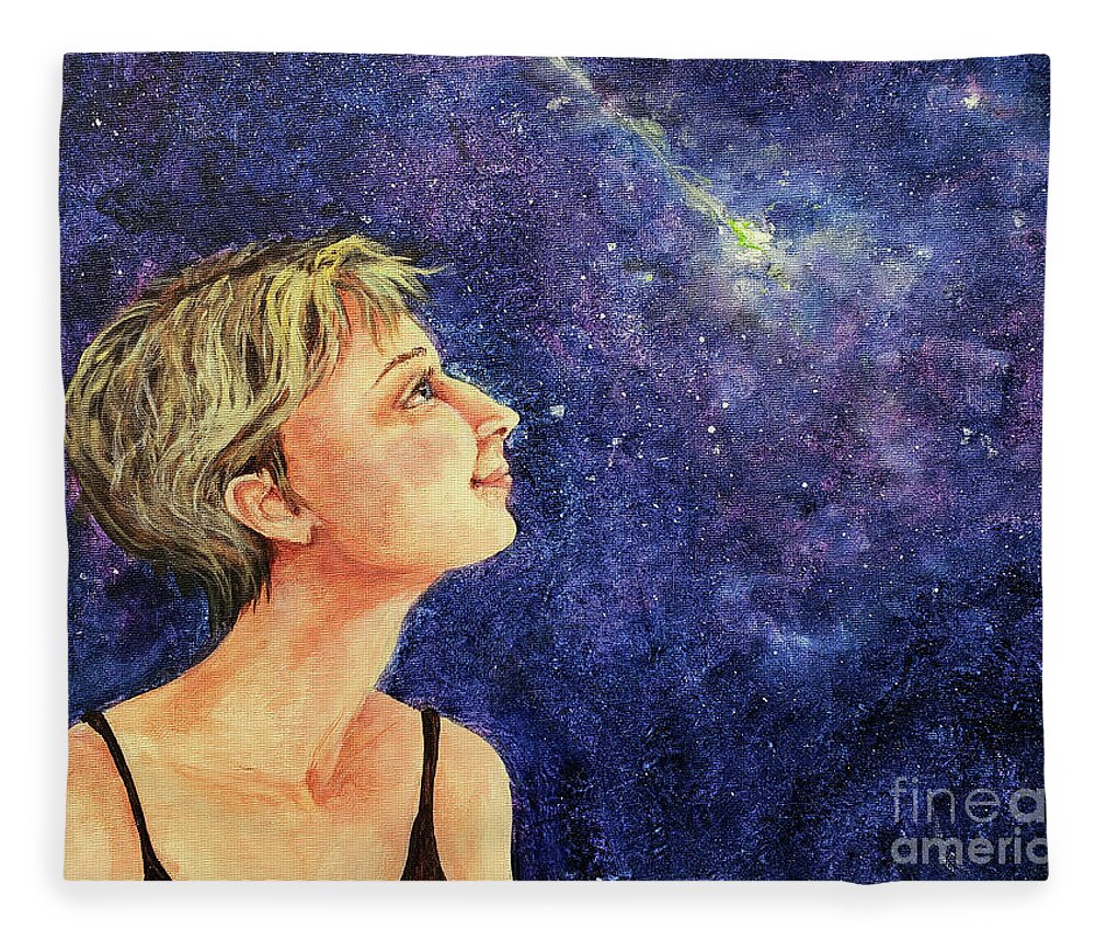 Shootingstar Fleece Blanket featuring the painting Wish Upon A Star by Zan Savage