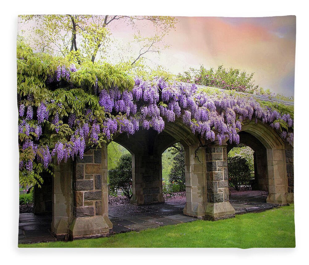 Wisteria Fleece Blanket featuring the photograph Wisteria in May by Jessica Jenney
