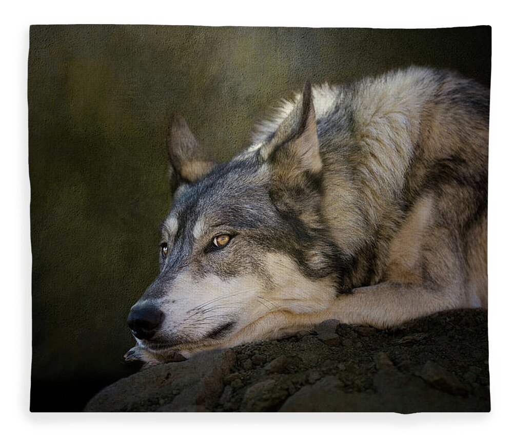 Wolf Fleece Blanket featuring the digital art Wolf Watch by Nicole Wilde